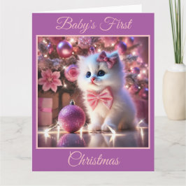Baby Kitten's First Christmas (Pink) Karte