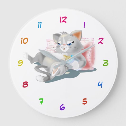 Baby Kitty Clock - Custom Colors Große Wanduhr (Vorderseite)