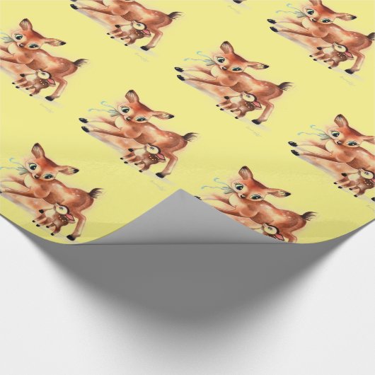 Baby-Kitz und Mutter Deer Cute Kitsch Geschenkpapier (Ecke)