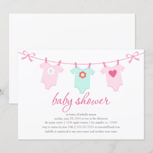 Baby kleidet   Rosa Einladung