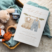 Baby Kleidung Aquarell Rustikales Geschlecht Aufde Einladung