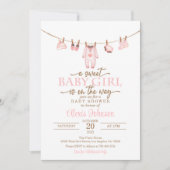 Baby Kleidung Kinderdusche Einladung - Rosa (Vorderseite)