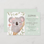 Baby Koala auf Tree Birthday Einladung (Vorne/Hinten)