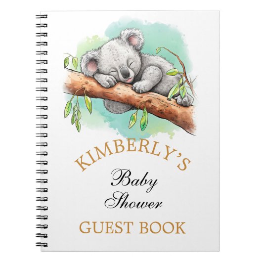 Baby Koala Baby Dusche Personalisiert Gästebuch Notizblock (Vorderseite)