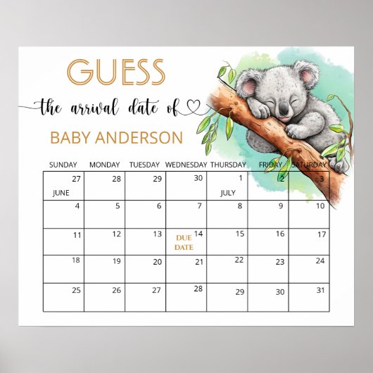 Baby Koala Baby Showrate Terminkalender Poster (Vorne)