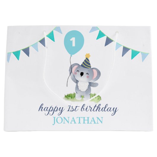 Baby Koala Balloon Party Flag Geburtstag Große Geschenktüte (Vorderseite)