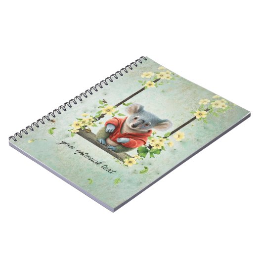 Baby Koala Bear on Swing Spiral Foto Notebook Notizblock (Linke Seite)