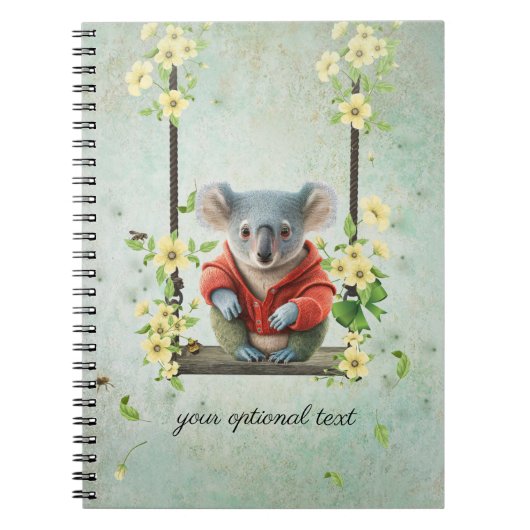 Baby Koala Bear on Swing Spiral Foto Notebook Notizblock (Vorderseite)