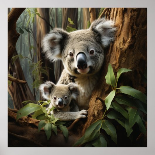 Baby Koala Bear und Mama Poster (Vorne)