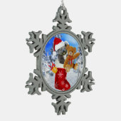 BABY KOALA CHRISTMAS MIT TEDDY SCHNEEFLOCKEN Zinn-Ornament (Links)
