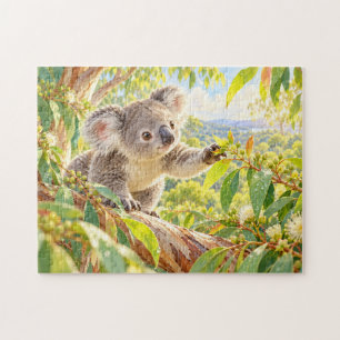 Baby-Koala-Eukalyptus-Naturkunst Puzzle