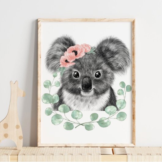 Baby Koala Floral Kinderzimmer Print | Koala Print Poster