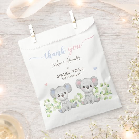 Baby Koala Gender Reveal Gastgeschenk Taschen. Geschenktütchen (Ausgeschnitten)