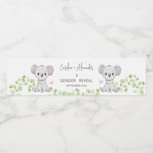 Baby Koala Geschlecht offenbart Party Water Labels Wasserflaschenetikett (Einzelnes Label)