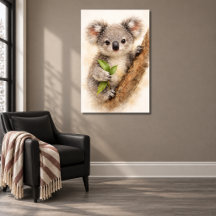 Baby Koala Joey hält Zweig