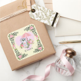 Baby Koala Personalisiert Kinderzimmer Quadratischer Aufkleber