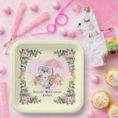Baby Koala | Personalisierter Geburtstag Gelb Pappteller (Party)