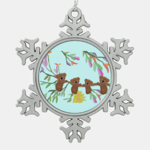 Baby-Koala-Schneeflocke-Verzierung Schneeflocken Zinn-Ornament