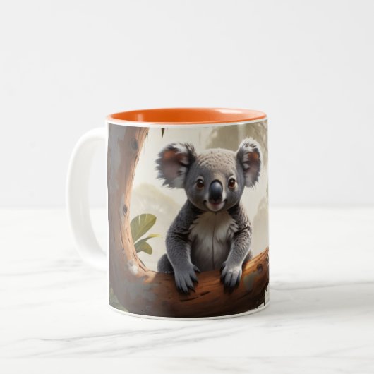 Baby Koala von einem Teich Zweifarbige Tasse (Vorderseite Links)