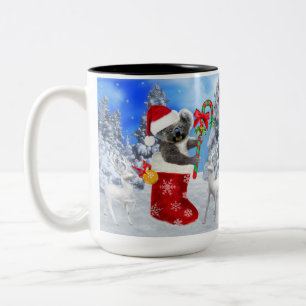 BABY-KOALA-WEIhnachten MIT TEDDYBÄR Zweifarbige Tasse
