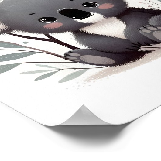 Baby Koala White Background Poster (Ecke)