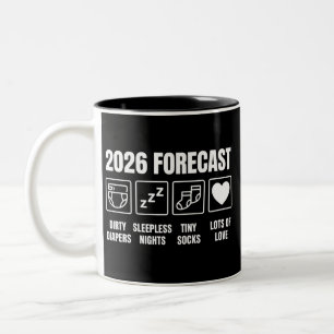 Baby kommt bald 2026 Prognose Baby Shower Lustig  Zweifarbige Tasse