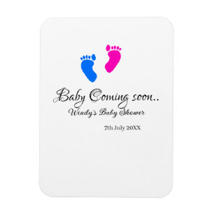 Baby kommt bald Baby Dusche Blue Pink Babyfüße Magnet