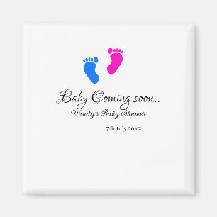 Baby kommt bald Baby Dusche Blue Pink Babyfüße Magnet
