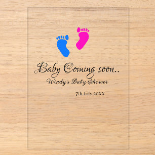 Baby kommt bald Baby-Party blau rosa Babyfüße n Acryleinladungen