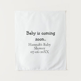 Baby kommt bald Baby-Party Name Datum Schreibmasch Wandteppich