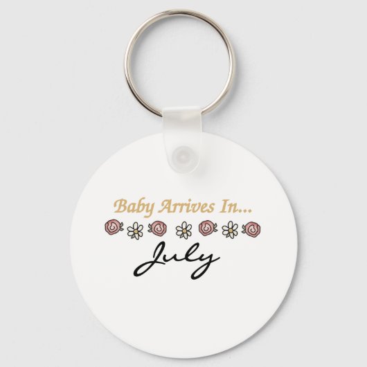 Baby kommt im Juli Schlüsselanhänger (Vorderseite)
