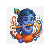 Baby Krishna mit Flute - Peace Vibes | Lebhaftes 3