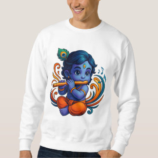 Baby Krishna mit Flute - Peace Vibes | Lebhaftes 3 Sweatshirt