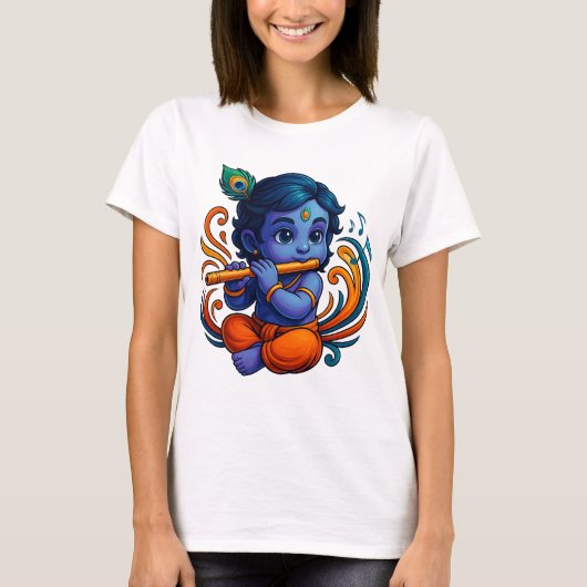 Baby Krishna mit Flute - Peace Vibes | Lebhaftes 3 T-Shirt (Vorderseite)