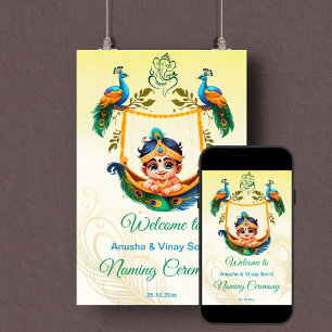 Baby Krishna Naming Cradle Zeremony Begrüßungszeic Poster