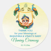 Baby Krishna Naming Namkaran Cradle Greifgeschenk Runder Aufkleber (Vorderseite)