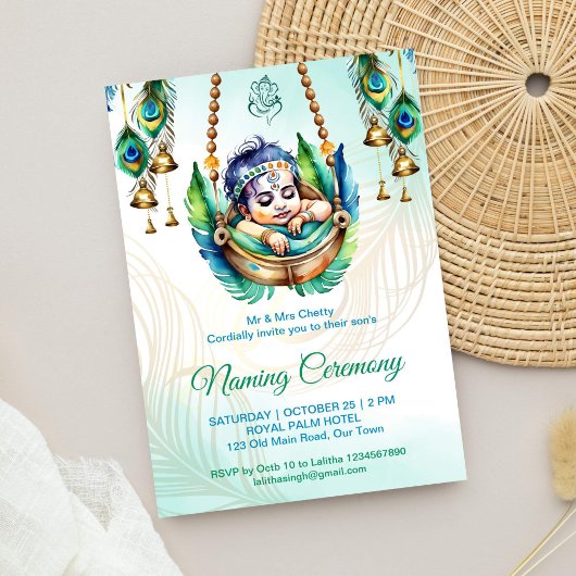 Baby Krishna Naming Namkaran Wiege Zeremonie Einladung