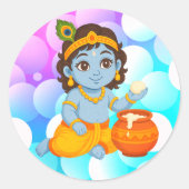 Baby Krishna Runder Aufkleber (Vorderseite)