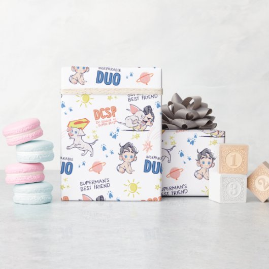 Baby Krypto & Superman Pattern Geschenkpapier (Babyparty)