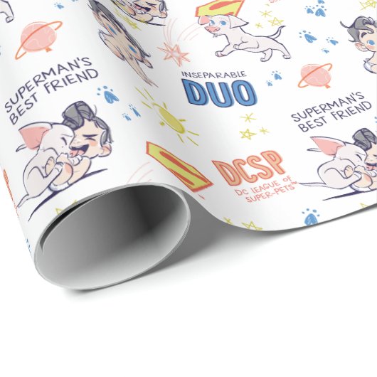 Baby Krypto & Superman Pattern Geschenkpapier (Rolleneckpunkt)