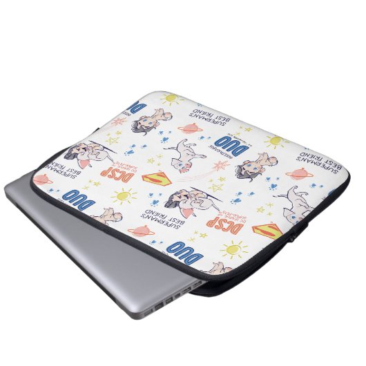 Baby Krypto & Superman Pattern Laptopschutzhülle (Vorne Knopf)