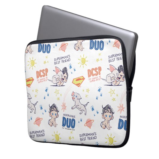 Baby Krypto & Superman Pattern Laptopschutzhülle (Vorderseite Links)
