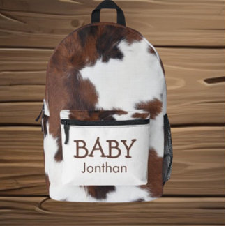 Baby Kuh Brown und weiße Cowhid Texturen Bedruckter Rucksack