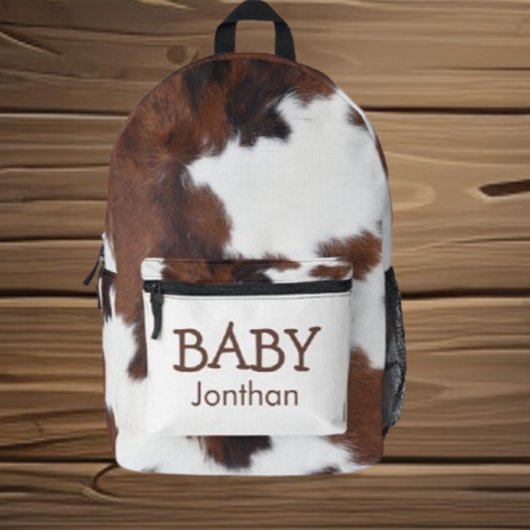 Baby Kuh Brown und weiße Cowhid Texturen Bedruckter Rucksack
