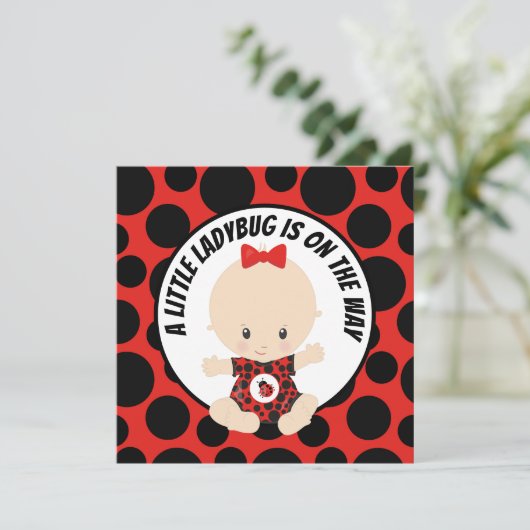 Baby Ladybug Dusche Einladung (Stehend Vorderseite)