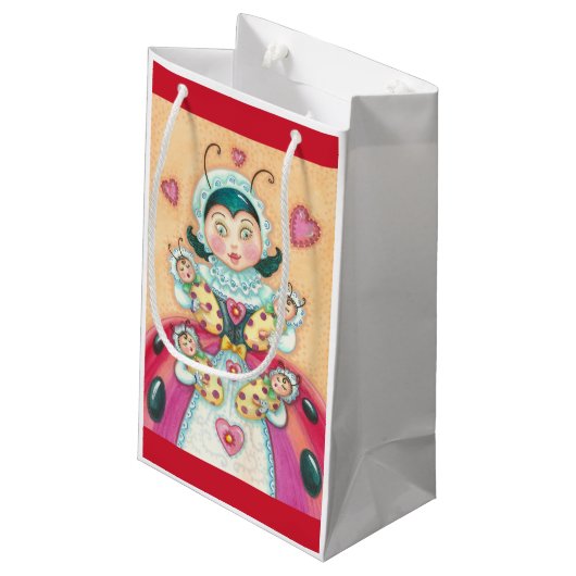 Baby Ladybugs Family GIFT BAG *Anpassen Kleine Geschenktüte (Rückseite Schrägansicht)