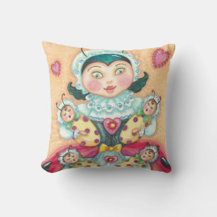 Baby Ladybugs Family THROW PILLOW Red Kissen