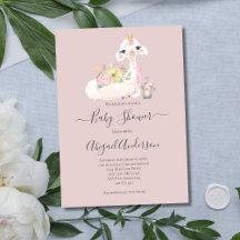 Baby Lama Weiße Rosa Blumen Baby Shower