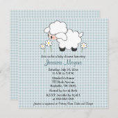 Baby Lamb Baby Shower Einladungen Blue Gingham (Vorne/Hinten)