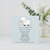 Baby Lamb Baby Shower Einladungen Blue Gingham (Stehend Vorderseite)